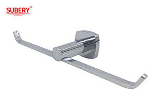 Brass double toilet roll paper holder bathroom high quality chrome color OEM brass base square with curve design
