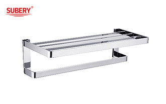 Brass double towel shelf bar bathroom high quality chrome color OEM nobel brass installation mounting piece