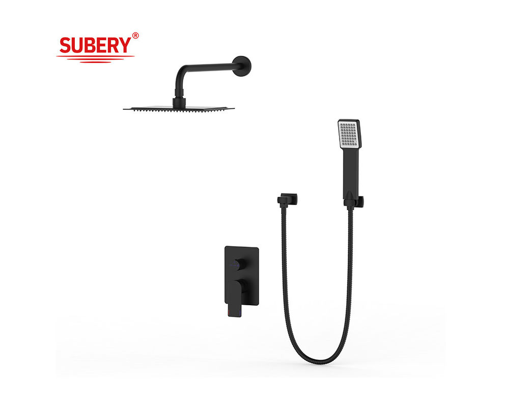 Single Lever Concealed In Wall Bath Or Shower Mixer With Diverter Rainshower Handshower Bath Matt Black Brass Tap Faucet