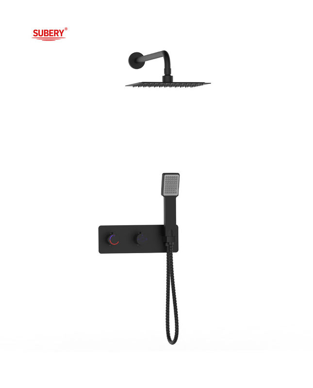 Single Lever Concealed In Wall Bath Or Shower Mixer With Diverter Rainshower Handshower Bath Matt Black Brass Tap Faucet