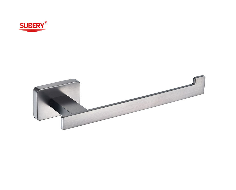 Zinc Wall Mounted Bathroom Accessories single toilet roll paper holder gun metal clssical rectangle design OEM ODM