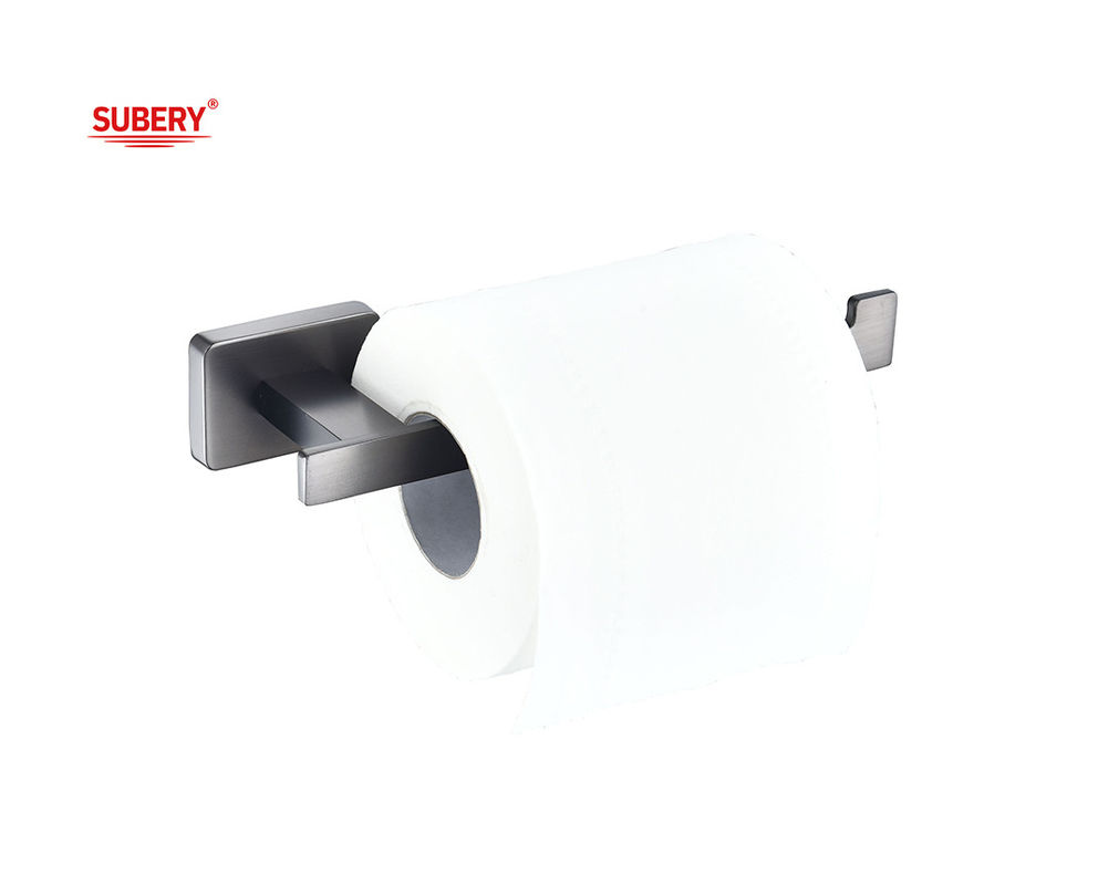 Zinc Bathroom Single Toilet Roll Paper Holder gun metal Color OEM Zinc Base rectangle Design classical