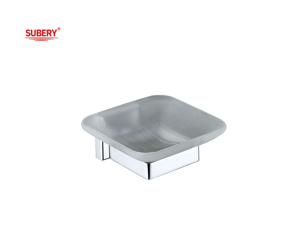 Brass soap dish holder glass bathroom high quality chrome color OEM brass base square design