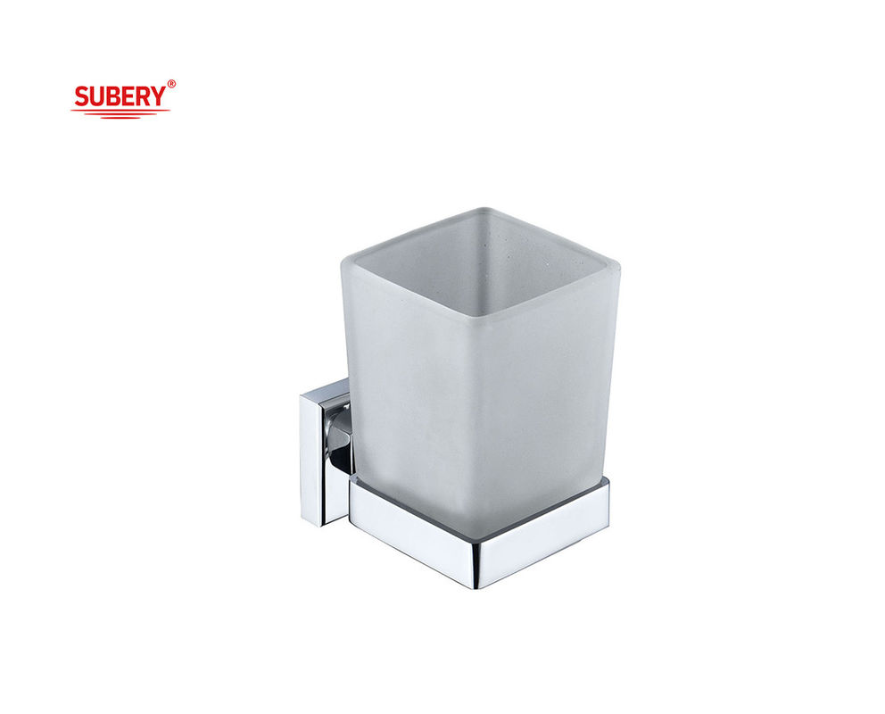 Brass single tumbler holder glass bathroom high quality chrome color OEM nobel brass base square design