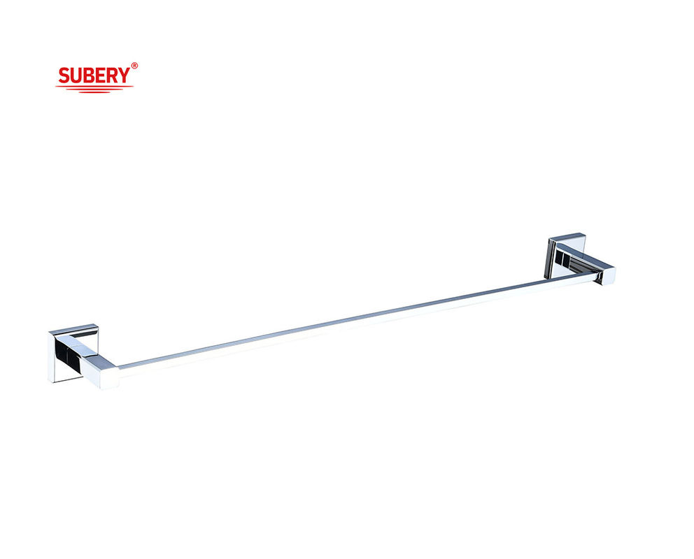 Brass single towel bar holder bathroom high quality chrome color OEM brass base easy installation square shape