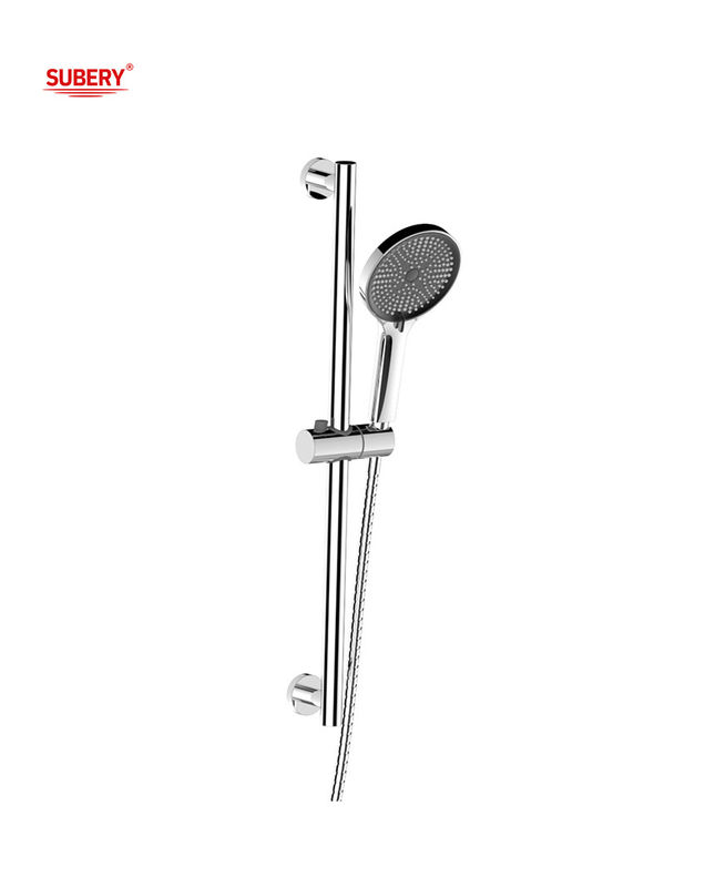 Chrome Round Classical Shower Holder Bar Bathroom SUS304 3 Function ABS Plastic Handshower Hose