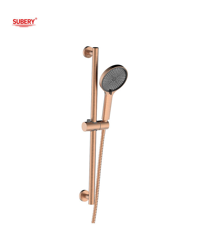 Rose Golden Shower Adjustable Slide Bar SUS304 3 Function ABS Plastic Handshower Hose Bathroom