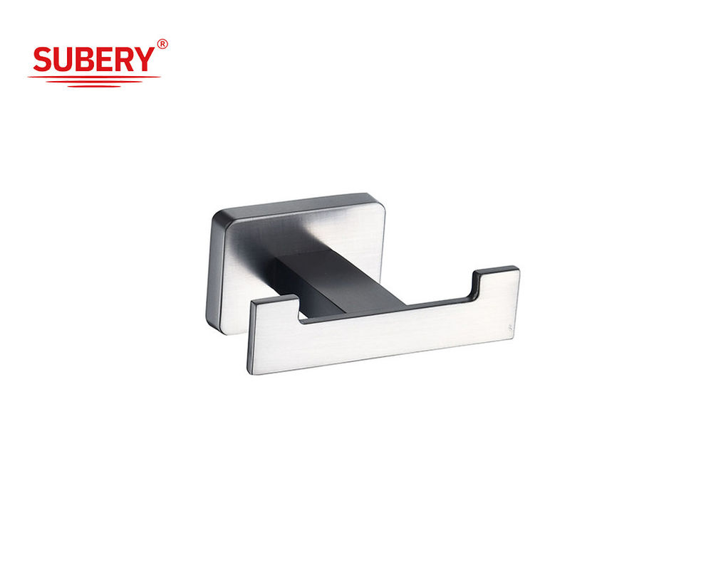 Zinc Square Double Robe Hook Bathroom Gun Metal Color Oem Design Classical