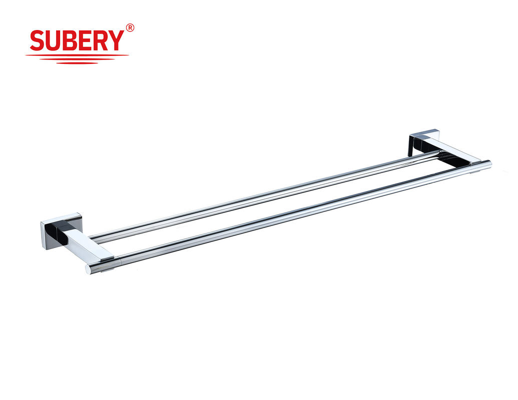 Wall Mounted Stainless Steel Bathroom Wall Mounted Towel Bar Rack Single Brushed Polished Black Square Bath Towel Holder