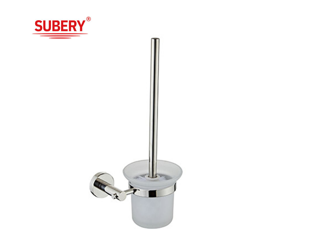 stainless steel SS304 toilet brush holder Wall mounted toilet brush holder set with glass cups