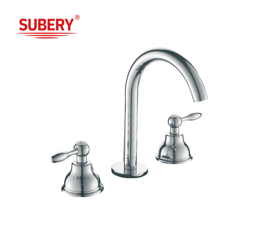 New Style Classic Luxury Dual Handle 3 Hole Brass Antique Basin Faucets With Ceramic Handle