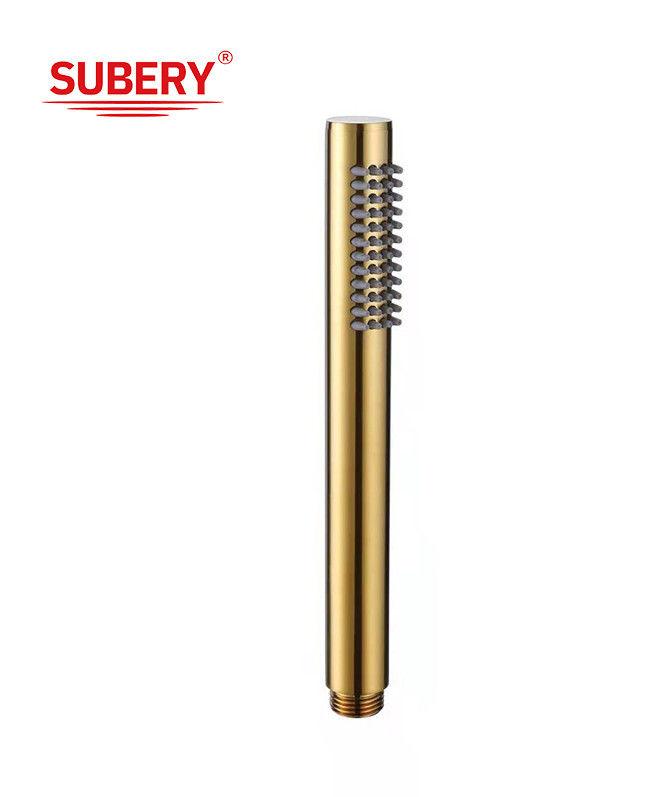 Brass microphone handshower hand shower for shower column brushed golden bathroom silicon nozzle easy cleaning round OEM