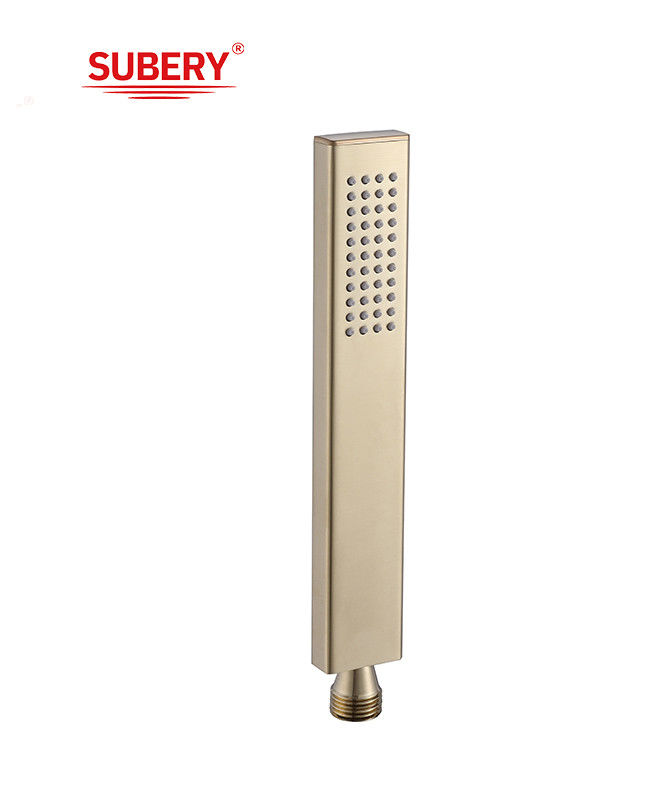 Brass microphone handshower hand shower for shower column brushed golden bathroom silicon nozzle easy clean square OEM