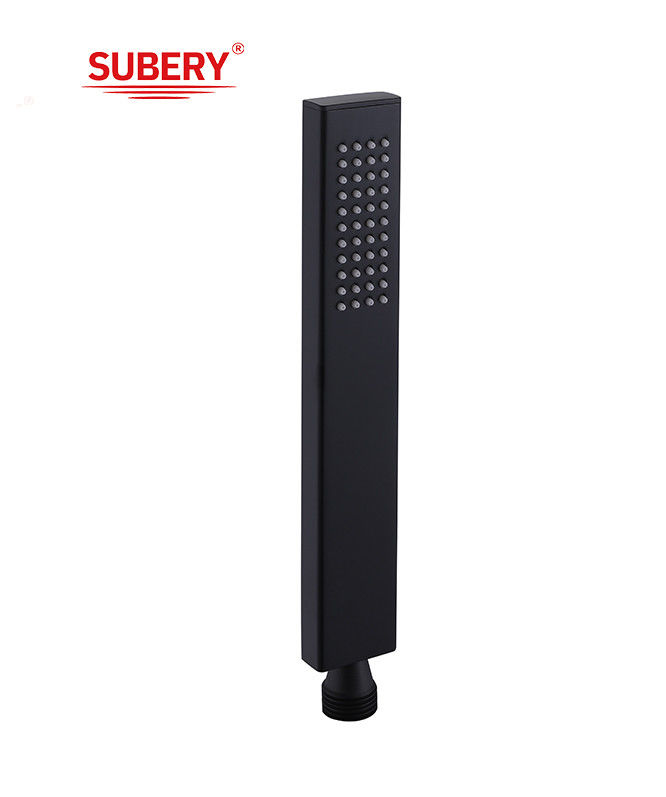 Brass microphone handshower hand shower for shower column matt black bathroom silicon nozzle easy clean square OEM