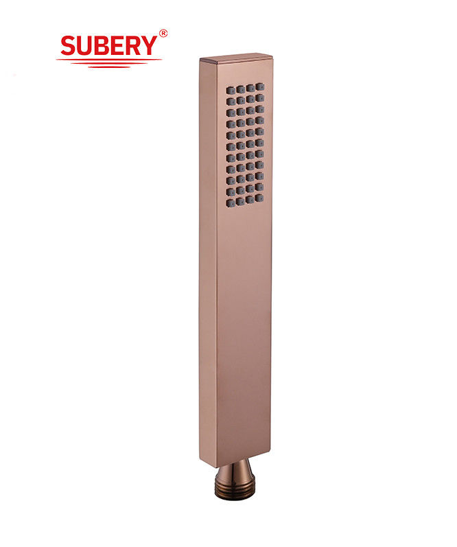 Brass microphone handshower hand shower for shower column rose golden bathroom silicon nozzle easy clean square OEM
